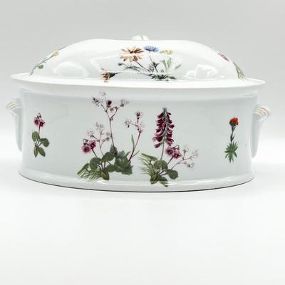 LOUIS LOURIOUX ~ Wild Flower ~ Oval Covered Porcelain Casserole Dish