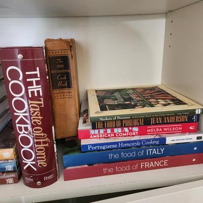 2 Shelves Loaded w Cookbooks Pasta Cooking Light Southern Living European Cooking & more