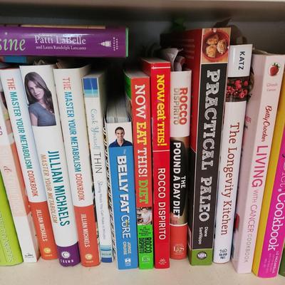 2 Shelves Lot of Cooking Books Slow Cooker, Costco Way, Paleo, and More