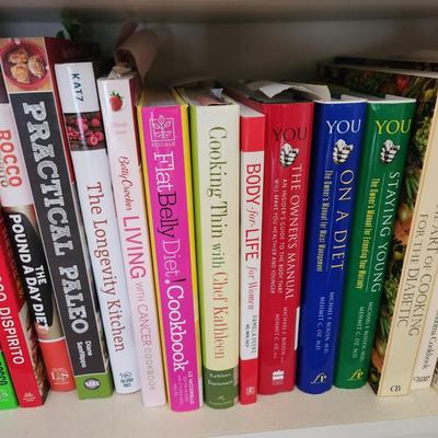 2 Shelves Lot of Cooking Books Slow Cooker, Costco Way, Paleo, and More