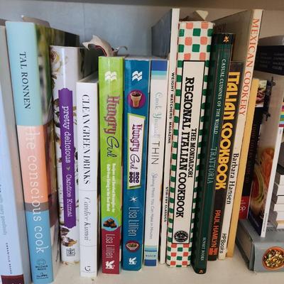 2 Shelves Lot of Cooking Books Slow Cooker, Costco Way, Paleo, and More