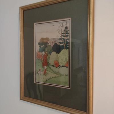 Framed Art Print Wild Bird Hunter with Bird Dog by Harry Elliot