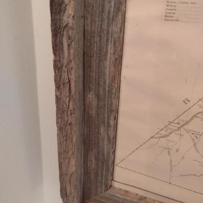 Natural Wood Framed 1886 Catawba County, NC Map