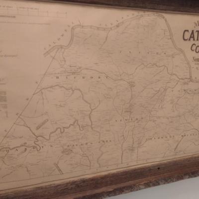 Natural Wood Framed 1886 Catawba County, NC Map