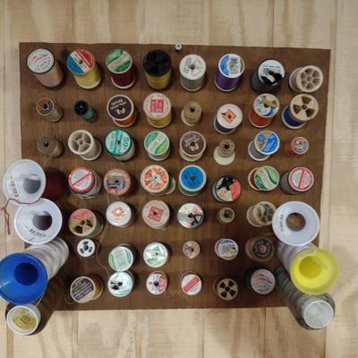 Set of Three Wood Sewing Thread Wall Spindle Racks