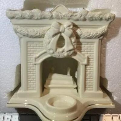 Lenox "Twas the Night" Collection 8" Christmas Porcelain Fireplace Candle Holder Figurine in Original Box as Pictured.