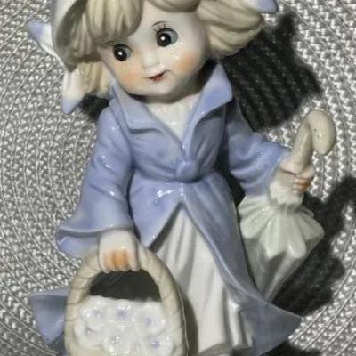 Vintage KPM Porcelain Little Girl Figurine 7.75" Tall in Good Preowned Condition.