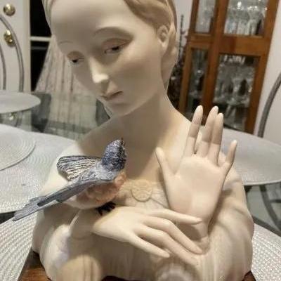 Vintage Cybis Porcelain "Madonna with Bird" 1956/57 on a Base - 11" Tall in VG Preowned Condition.