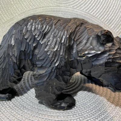 Vintage Japanese Arts & Crafts Hand Carved Bear Figure from Hokkaido Japan 7" Long x 4" Tall in VG Preowned Condition from...
