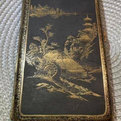 Scarce Large Antique Komai Style Japanese Damascene Cigarillo, Cigar or Cigarette Case as Pictured.