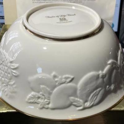 Vintage Lenox Fruits of Life 9" Diameter Round Vegetable Bowl in Original Box as Pictured.