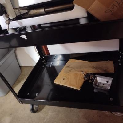 Metal Double Tier Service or Tool Cart (No Contents)