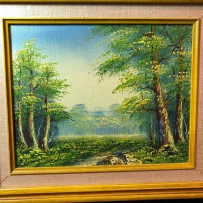 Vintage Mid-Century Oil on Canvas Painting Unsigned Frame Size 11" x 13" Preowned from an Estate.