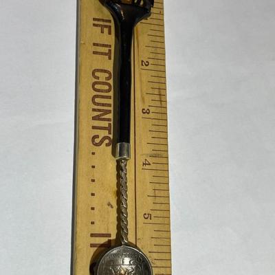 Vintage East Africa 1952 1 Shilling King George Coin Spoon w/Carved Wooden Elephant Handle as Pic'd.