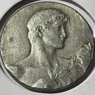 1921 ENGRAVED SILVER TRACK & FIELD AWARD COMPETITION MEDAL AS PICTURED.