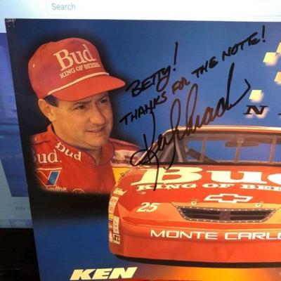 Ken Schrader Sharpie Hand Signed 8x10 Photograph Card Preowned.