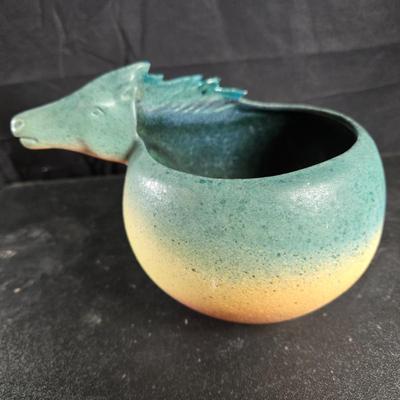 Raku Pottery Horse Planter