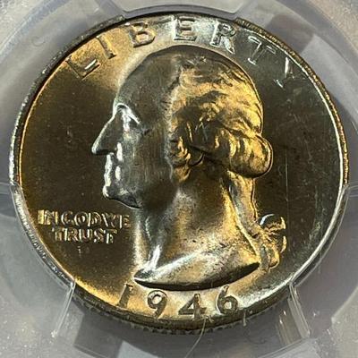 PCGS Certified 1946-S MS-64 Quality Washington Silver Quarter as Pictured.