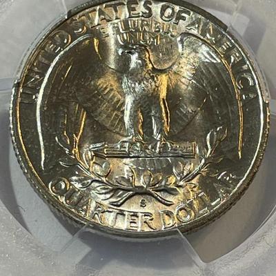 PCGS Certified 1946-S MS-64 Quality Washington Silver Quarter as Pictured.