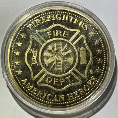 A Firefighter's Creed Commemorative Coin Encircled by the creed "Pride, Commitment & Service w/Firefighter's Emblem on...