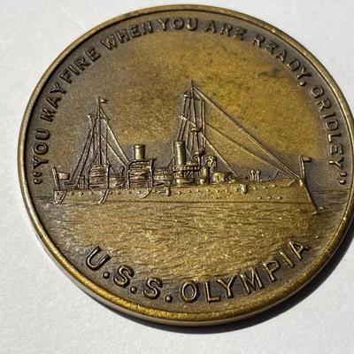 Commemorative 60th Anniversary Medal of the Battle of Manila Bay & USS 'Olympia' Made from The Propellor of ADMIRAL...