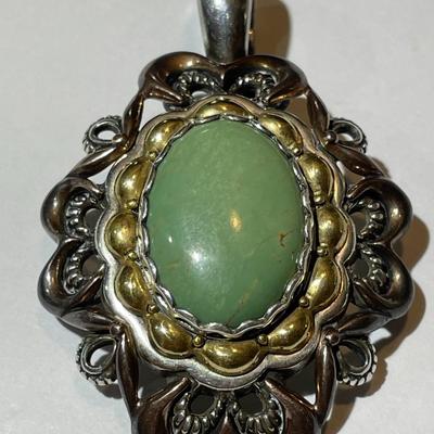 Vintage Carolyn Pollack Sterling Silver & Brass Designer Slide/Pendant in Good Preowned Condition.