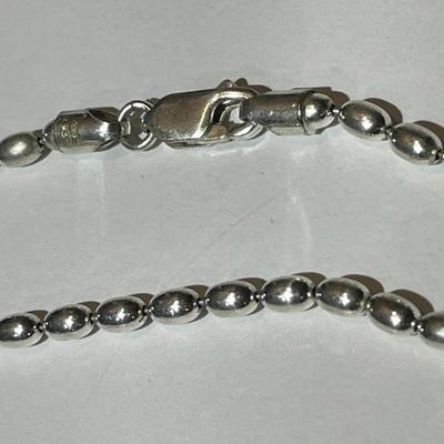 Vintage Estate Milor .925 Sterling Silver Puffed Bead 35" Long Necklace in Good Preowned Condition.