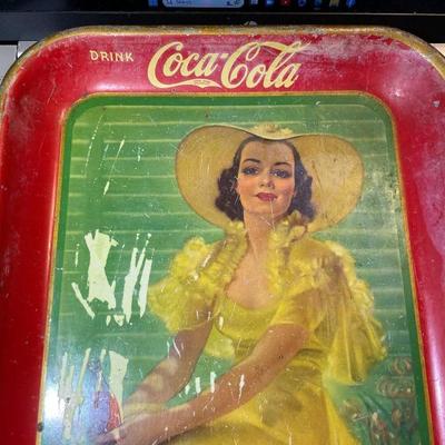 Vintage 1938 Original Coca Cola Tray 10.25" x 13" in Fair Condition as Pictured.