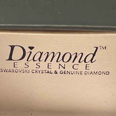 Vintage Pair of Diamond Essence Swarovski & Genuine Diamond Sterling Silver Stud Earrings as Pictured.