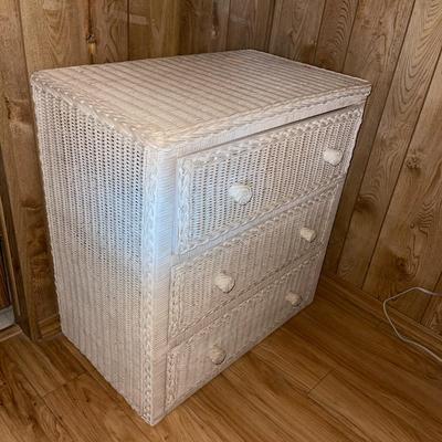 227 WHITE WICKER 3 DRAWER CHEST #1