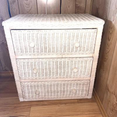 228 WHITE PAINTED WICKER 3 DRAWER CHEST #2