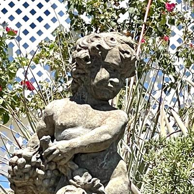229 PAIR OF CEMENT GARDEN STATUES CHERUBS