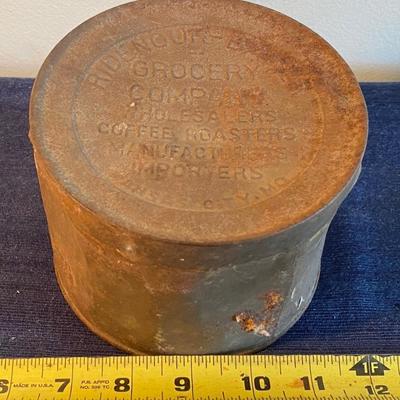Vintage Coffee Can with Buttons and More