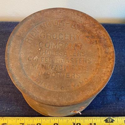 Vintage Coffee Can with Buttons and More