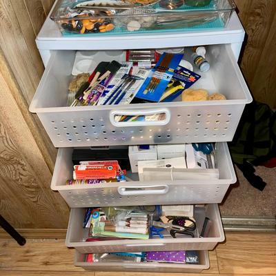 239 PLASTIC BINS & STAND CRAFTS STORAGE
