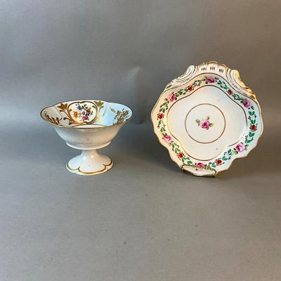 1200 Antique Royal Crown Derby Bowl with Limoges Pedestal Bowl