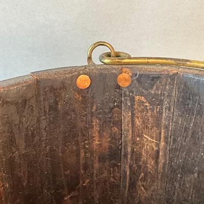 1201 Antique George III Brass Bound Oak Peat Bucket, Late 18th Century