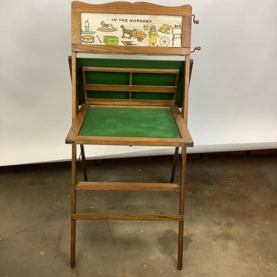 1207 Vintage 1940's Childs Blackboard/ Scroll Chalkboard