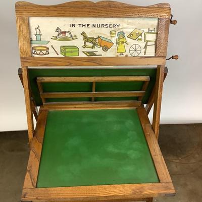 1207 Vintage 1940's Childs Blackboard/ Scroll Chalkboard