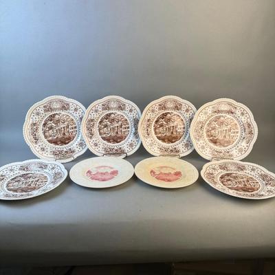 1419 Set of Wedgwood Mary Baldwin College Plates with Birthplace of Richard Henry Lee