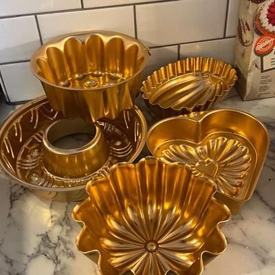 Vintage Copper Baking Pans, Decorating Kit, and Cookie Press