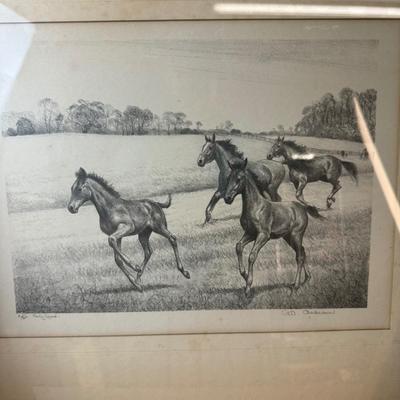 1422 Lot of Horse Pictures and Carving