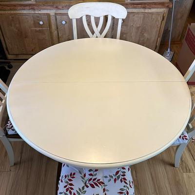247 WOOD ROUND DINING TABLE + 4 CHAIRS + LEAF