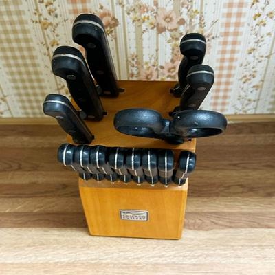 255 CHICAGO CUTLERY 14 PCS STEAK KNIVES KITCHEN CARVING SCISSORS BLOCK
