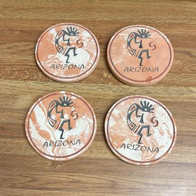 256 SET OF 4 ARIZONA SANDSTONE COASTERS 4" ACROSS
