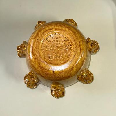260 PUNCH BOWL WITH 7 MONKS & LADLE FRANCE GARNEL POTTERY WINE