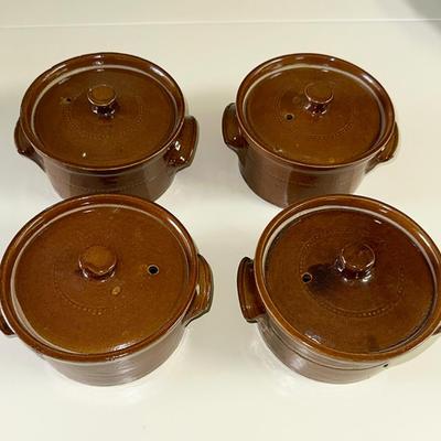 261 PEARSON POTTERY 4 INDIVIDUAL COVERED BOWLS ENGLAND