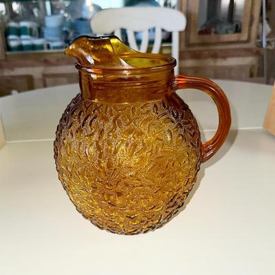 263 HARVEST GOLD 1970S GLASS BALL PITCHER
