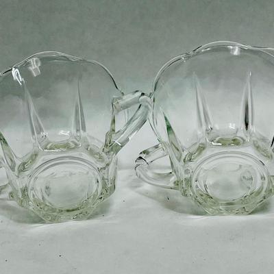 Vintage Glass Sugar Bowl and Creamer