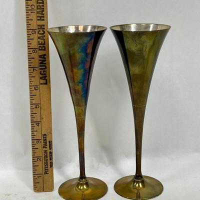 Silver Plated Brass Champagne Toasting Flutes